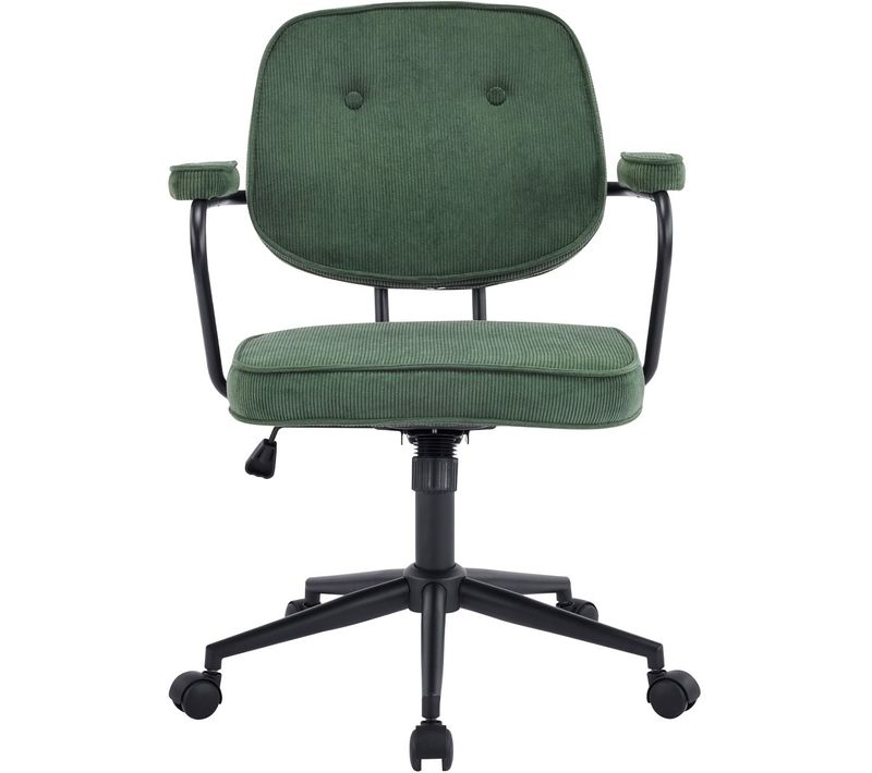 Fauteuil De Bureau Pivotant Et Réglable En Hauteur En Velours Côtelé Vert Kaki - Ann