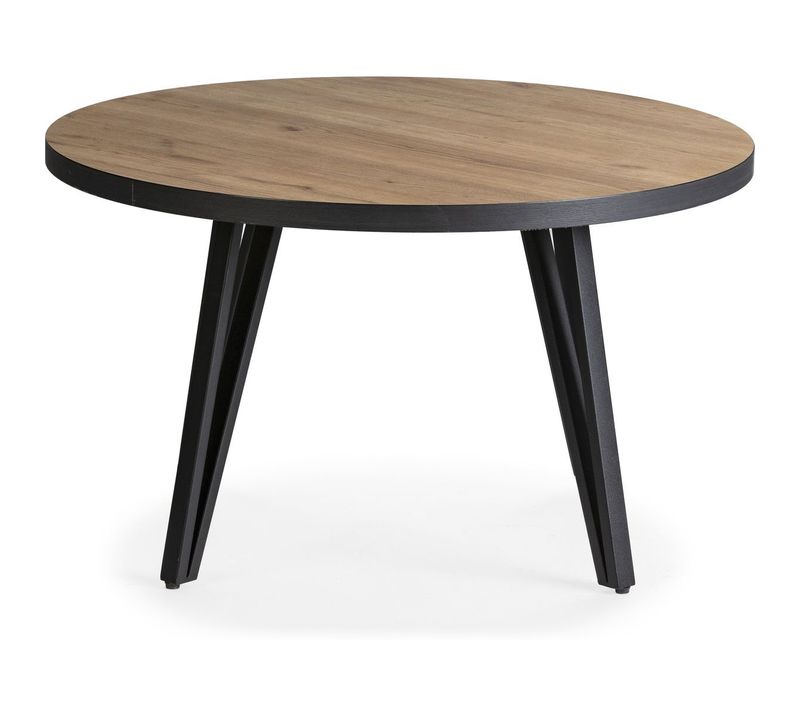 Table Basse Ronde Couleur Bois Et Noir D. 80 Cm - Lexi