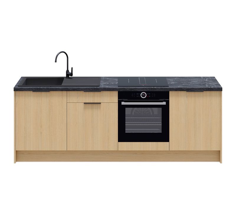 Meubles Bas De Cuisine - L. 245 Cm - Chêne Clair - Sierra