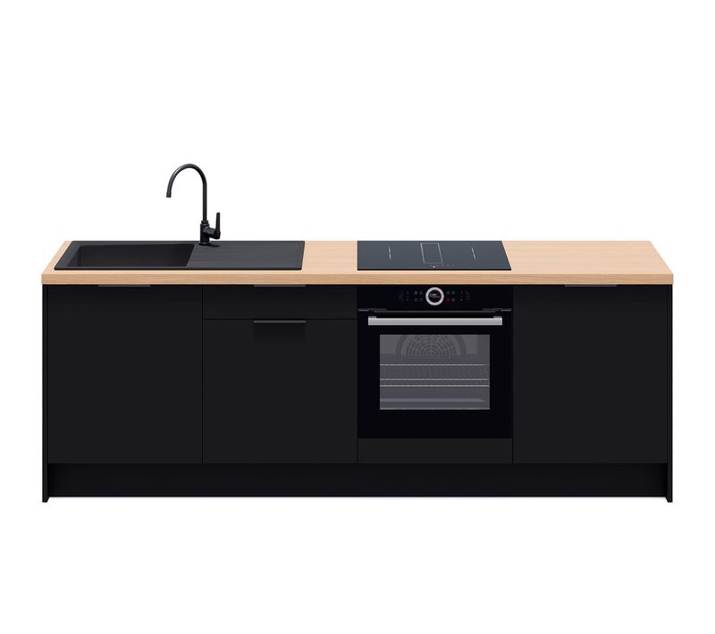 Meubles Bas De Cuisine - L. 245 Cm - Noir - Luzia