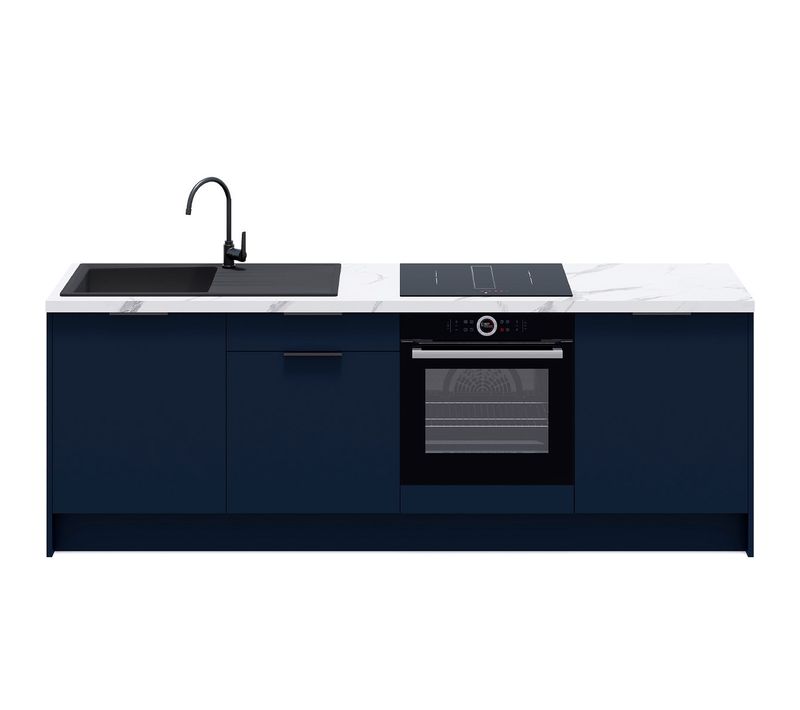 Meubles Bas De Cuisine - L. 245 Cm - Bleu Marine - Luzia