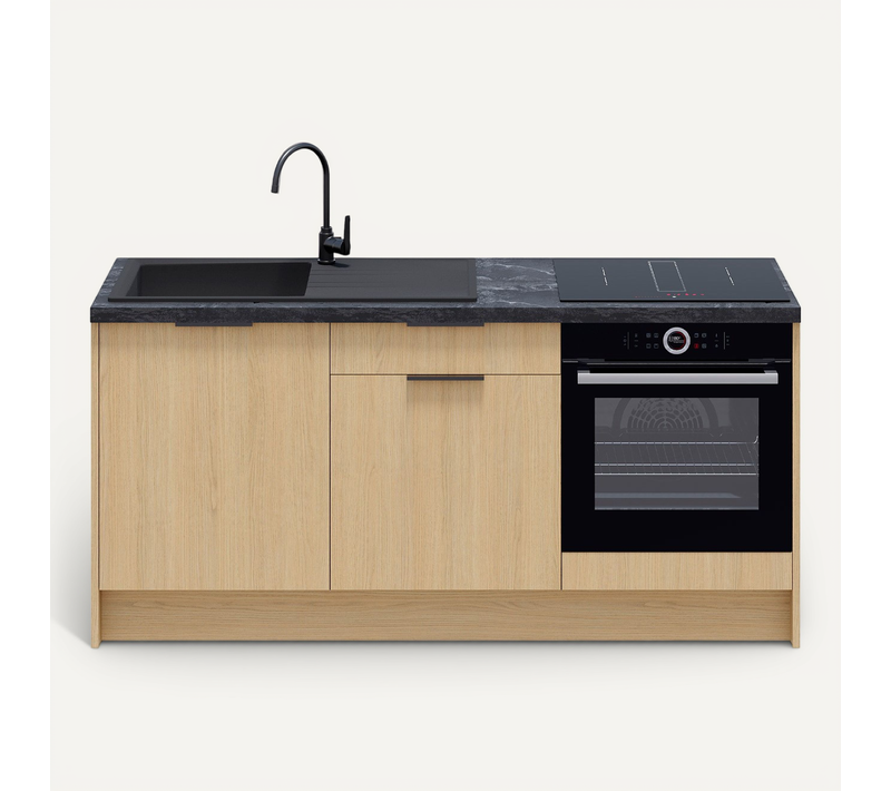 Meubles Bas De Cuisine - L. 185 Cm - Chêne Clair - Sierra