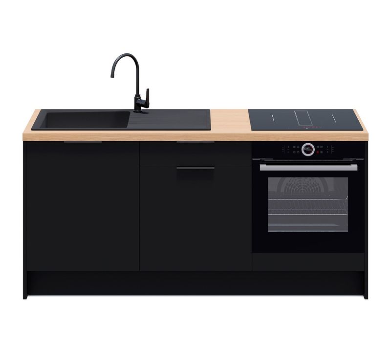 Meubles Bas De Cuisine - L. 185 Cm - Noir - Luzia
