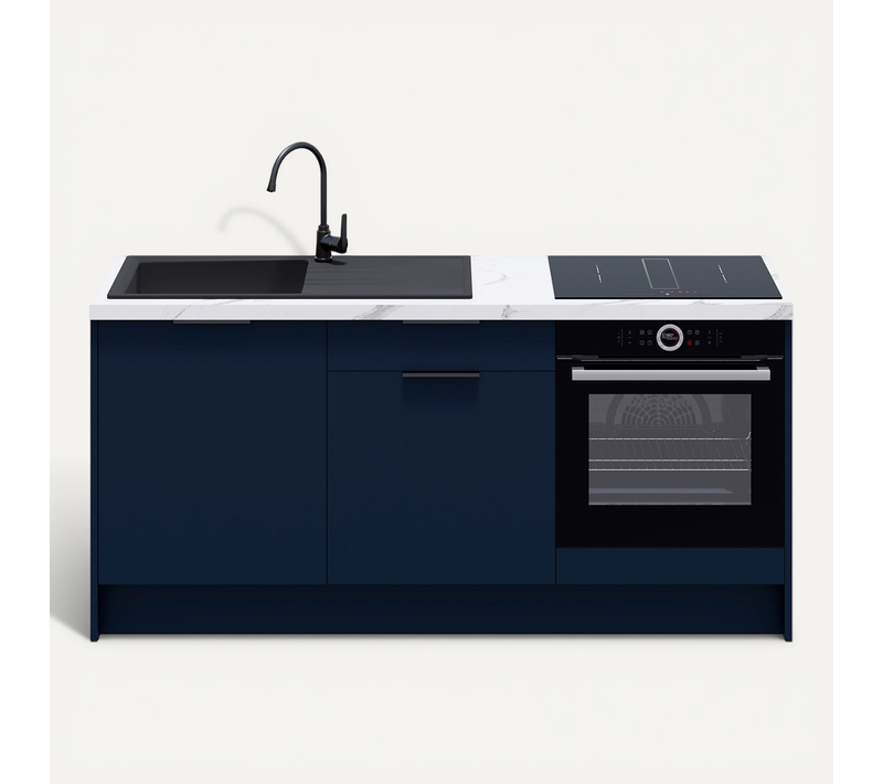 Meubles Bas De Cuisine - L. 185 Cm - Bleu Marine - Luzia