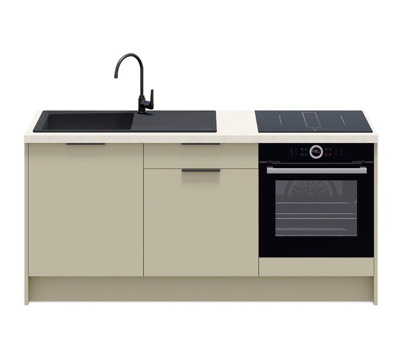 Meubles Bas De Cuisine - L. 185 Cm - Vert Sauge - Luzia