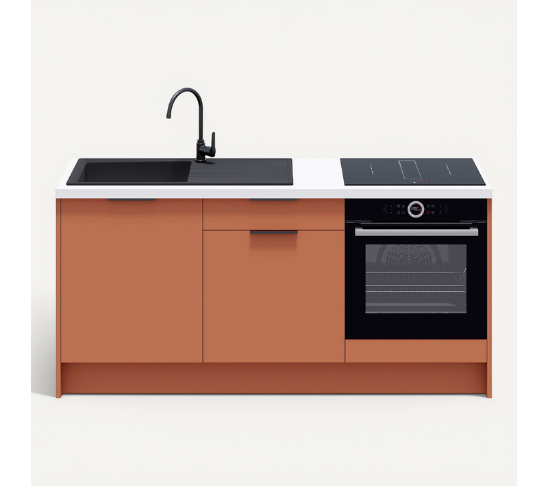 Meubles Bas De Cuisine - L. 185 Cm - Terracotta - Luzia