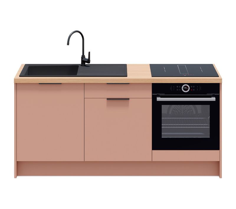 Meubles Bas De Cuisine - L. 185 Cm - Abricot - Luzia