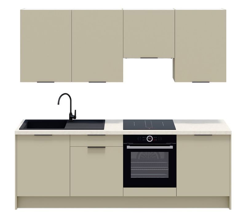 Ensemble De 8 Meubles De Cuisine - L. 245 Cm - Vert Sauge - Luzia