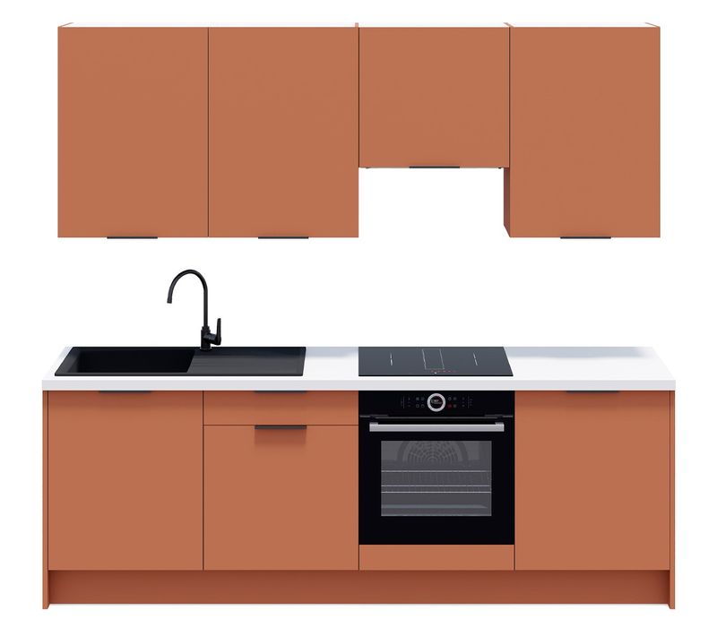Ensemble De 8 Meubles De Cuisine - L. 245 Cm - Terracotta - Luzia
