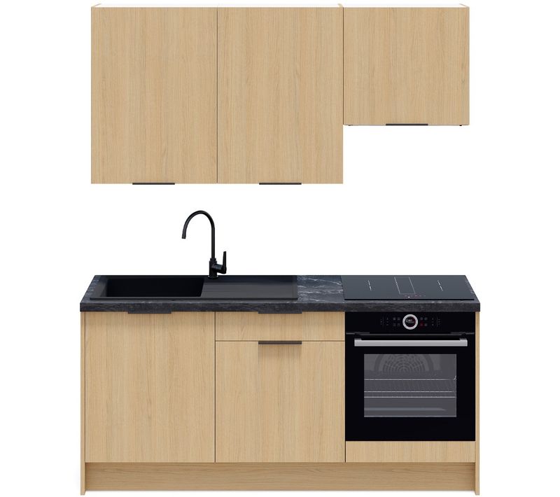 Ensemble De 6 Meubles De Cuisine - L. 185 Cm - Chêne Clair - Sierra