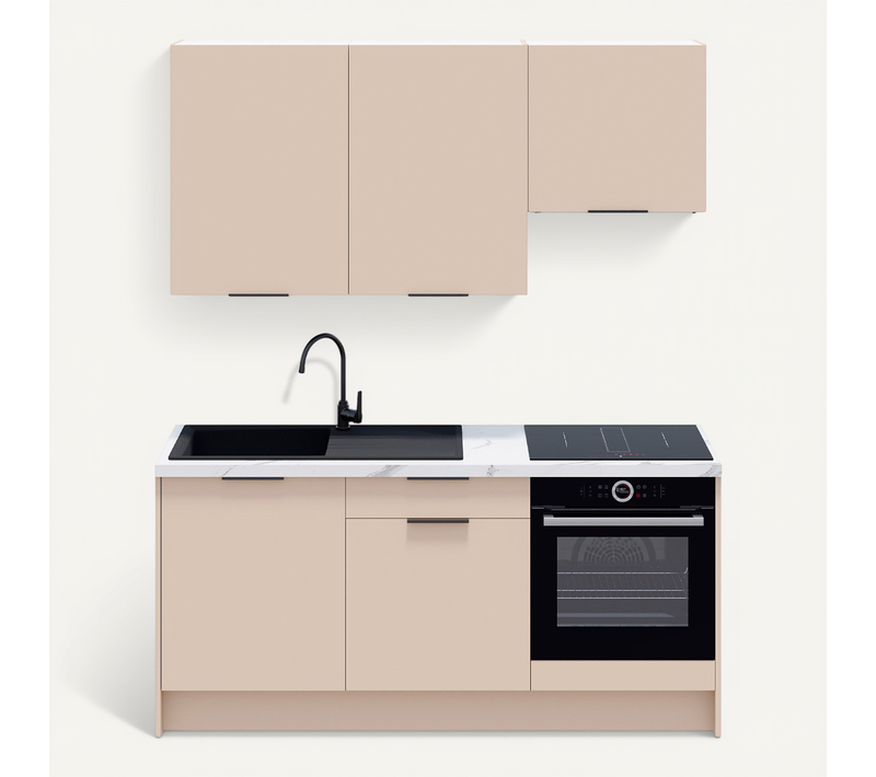 Ensemble De 6 Meubles De Cuisine - L. 185 Cm - Beige Cachemire - Luzia