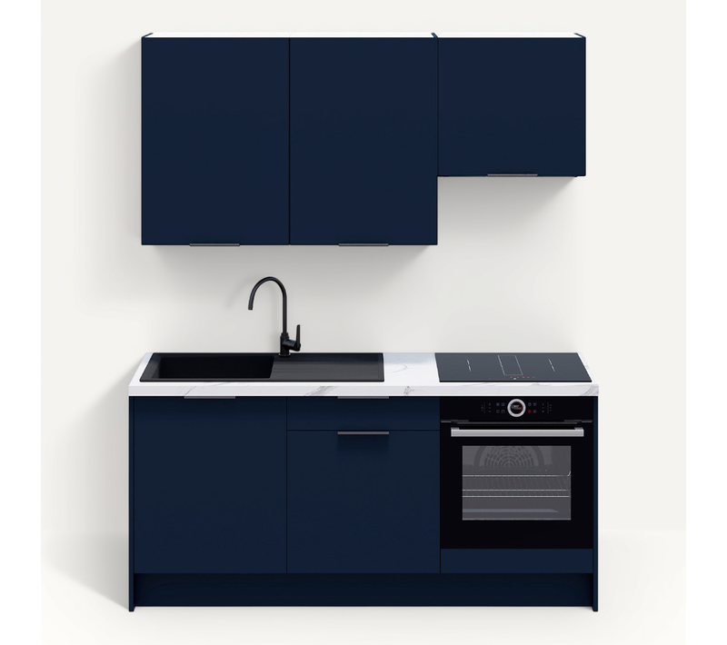 Ensemble De 6 Meubles De Cuisine - L. 185 Cm - Bleu Marine - Luzia