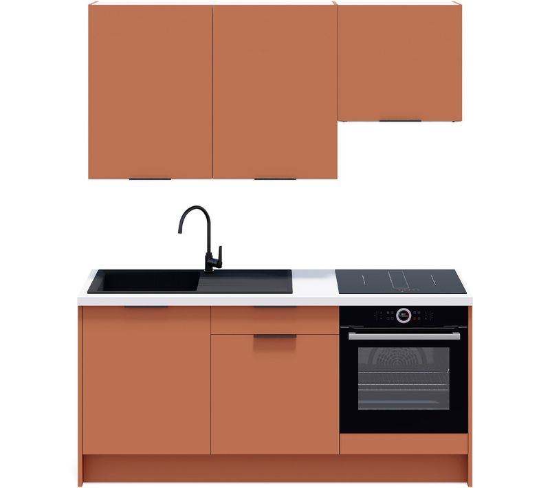Ensemble De 6 Meubles De Cuisine - L. 185 Cm - Terracotta - Luzia