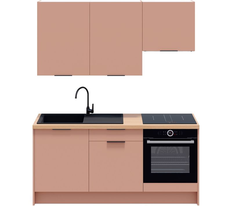 Ensemble De 6 Meubles De Cuisine - L. 185 Cm - Abricot - Luzia