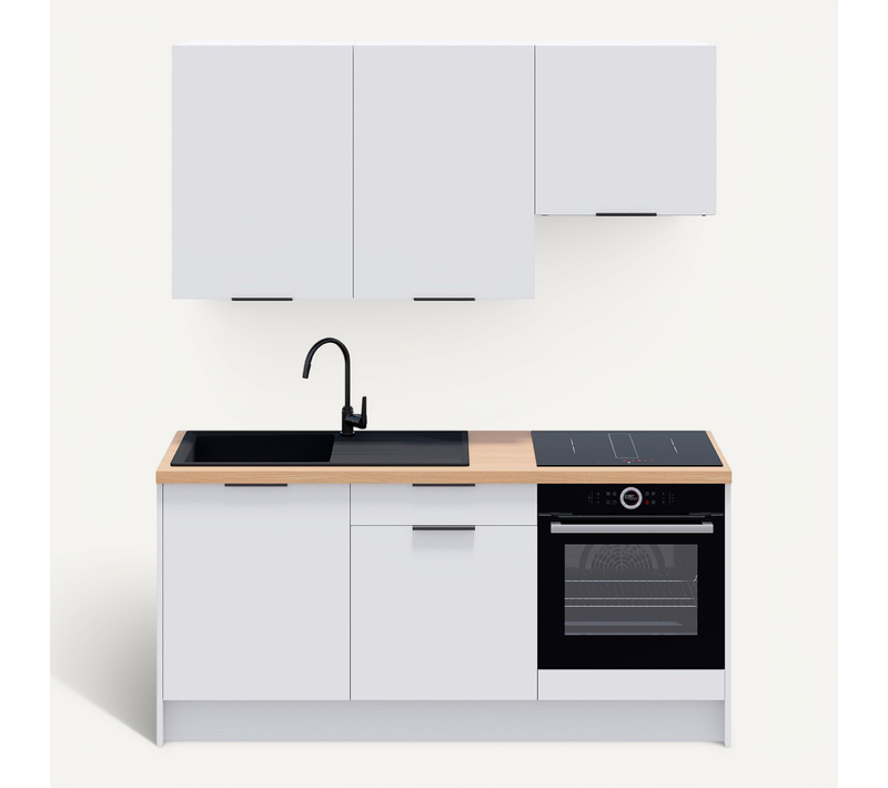 Ensemble De 6 Meubles De Cuisine - L. 185 Cm - Blanc - Luzia