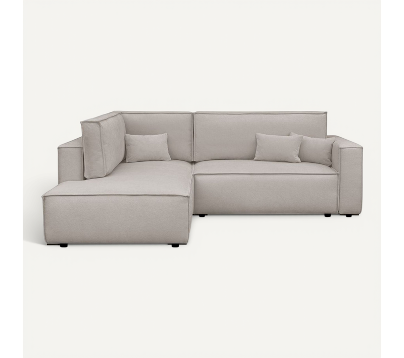 Canapé D'angle Ouvert à Gauche Convertible 3 Places En Tissu Chenille Taupe - Emma