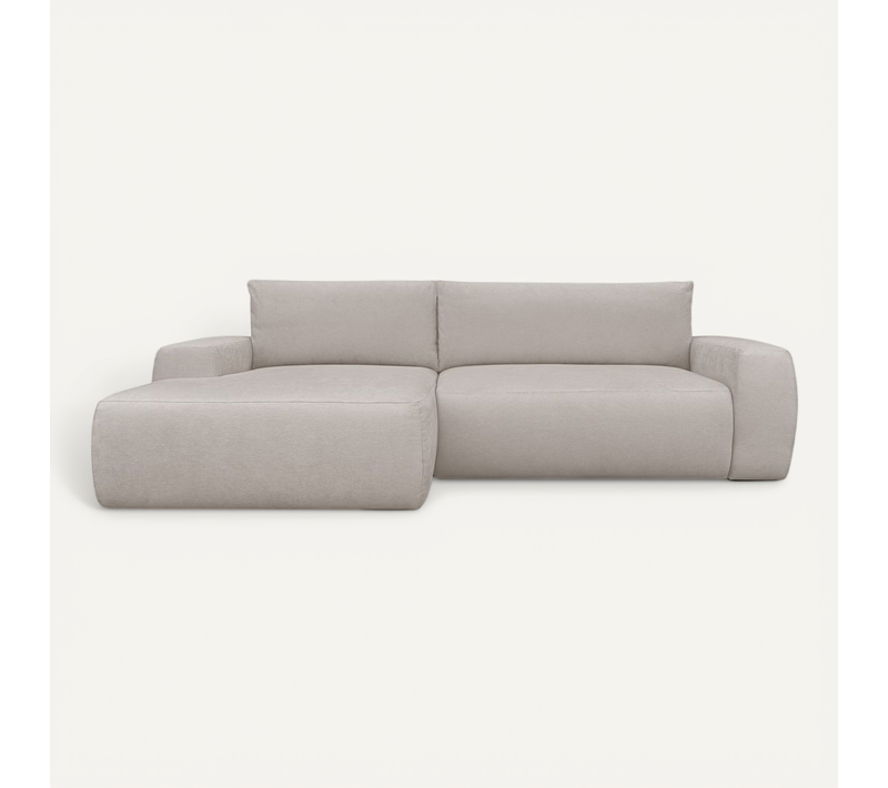 Canapé D'angle Gauche Convertible 3 Places En Tissu Chenille Taupe - Sonny