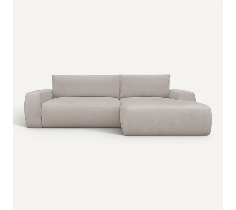 Canapé D'angle Droit Convertible 3 Places En Tissu Chenille Taupe - Sonny