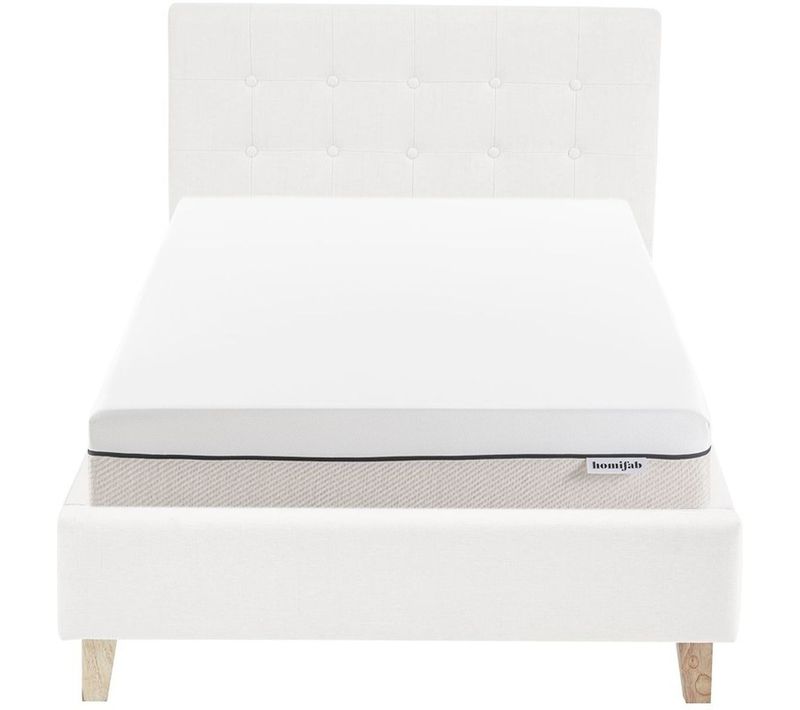 Ensemble Lit 90x190 - Tête De Lit En Tissu Beige - Milo + Matelas Ressorts Ensachés