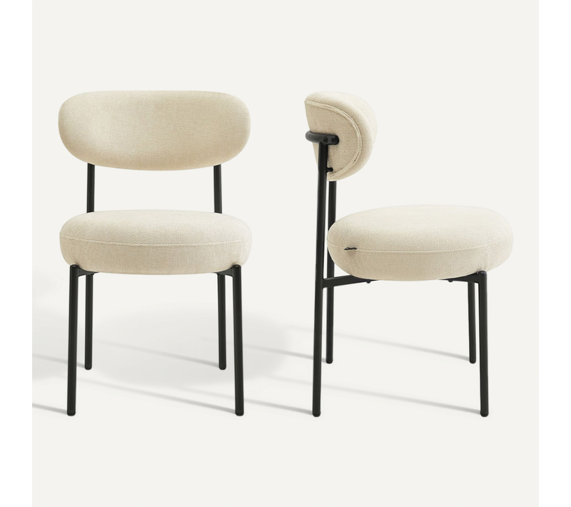 Lot De 2 Chaises De Salle à Manger En Tissu Chenille Beige - Orla