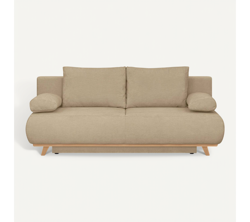 Canapé Convertible 3 Places Avec Coffre De Rangement En Tissu Chenille Moka - Laria