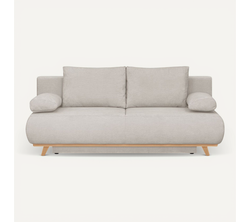 Canapé Convertible 3 Places Avec Coffre De Rangement En Tissu Chenille Taupe - Laria