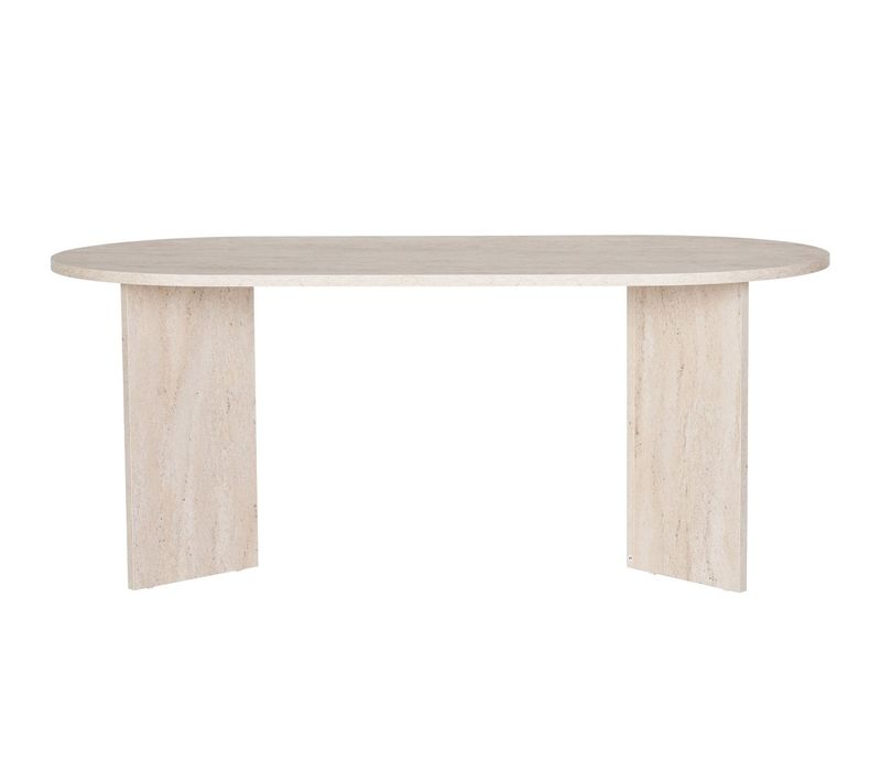 Table à Manger Ovale Effet Travertin 8 Pers. 180 Cm - Suna