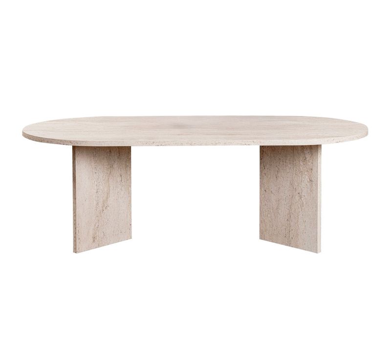 Table Basse Ovale Effet Travertin 119 Cm - Orane