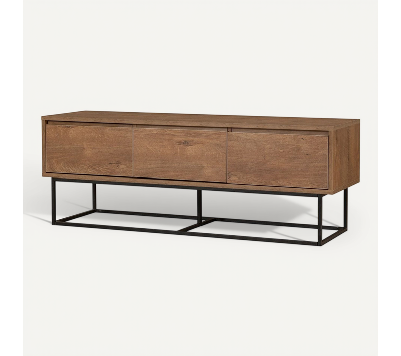 Meuble TV 3 Tiroirs Effet Noyer 140 Cm - Nerio
