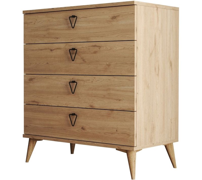 Commode 4 Tiroirs Effet Chêne 80 Cm - Ardea