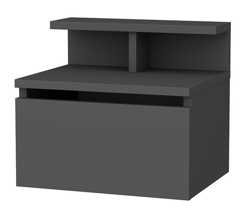 Table De Chevet Suspendue 1 Porte Gris Anthracite 40 Cm - Mara