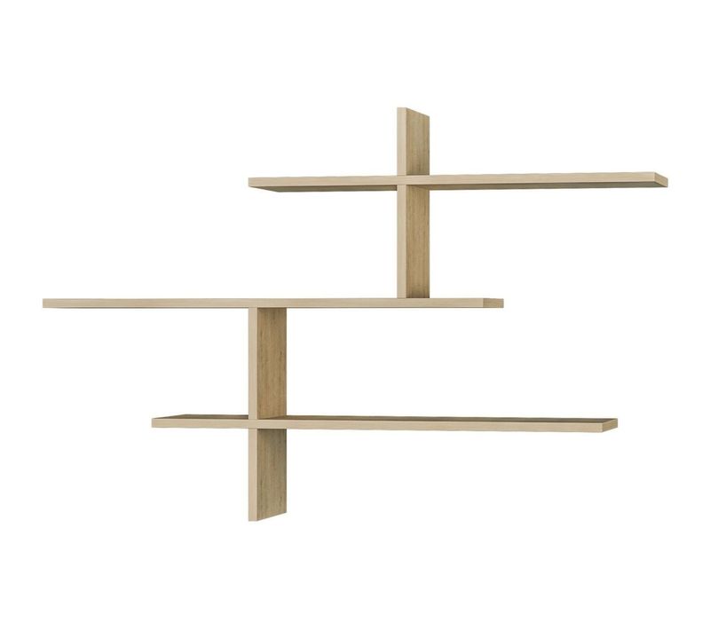 Etagère Murale Asymétrique 3 Niveaux Effet Chêne 123 Cm - Zina