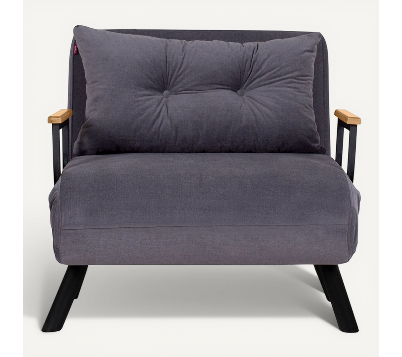 Fauteuil Convertible Avec Dossier Réglable En Tissu Gris - Enea