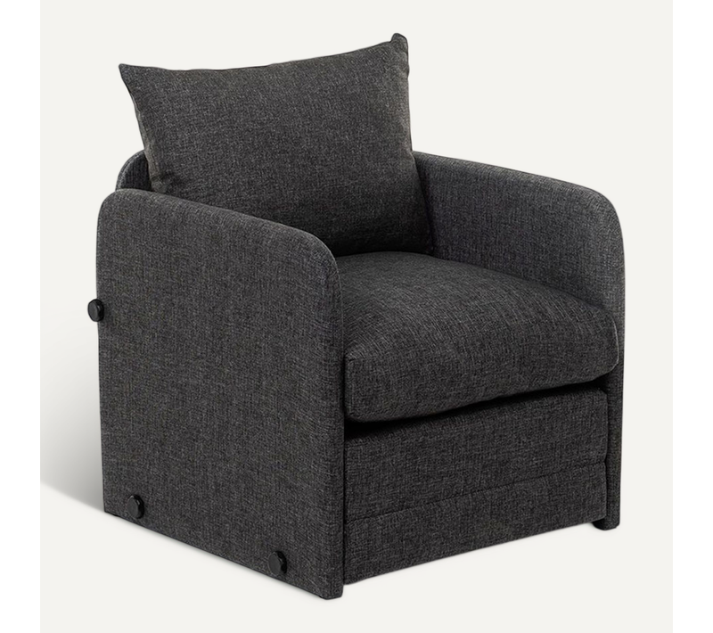 Fauteuil Convertible En Lin Gris Foncé - Luz