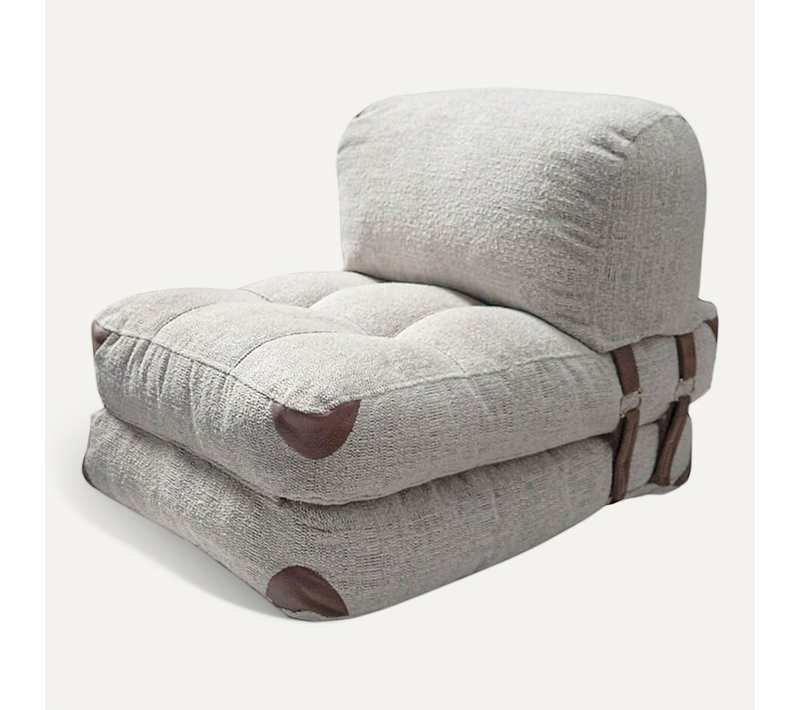 Chauffeuse Convertible En Tissu Teddy Gris - Lucho