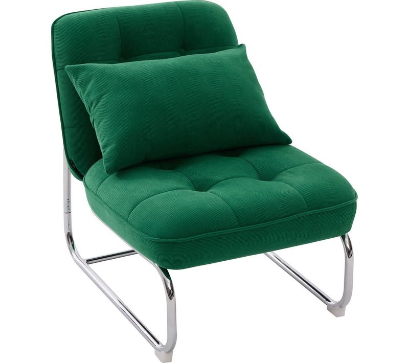 Fauteuil En Velours Côtelé Vert électrique, Piètement Chromé - Marvin