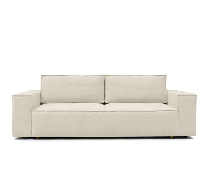 Canapé Convertible 3 Places Avec Coffre En Tissu Chenille Beige Foncé - Harper