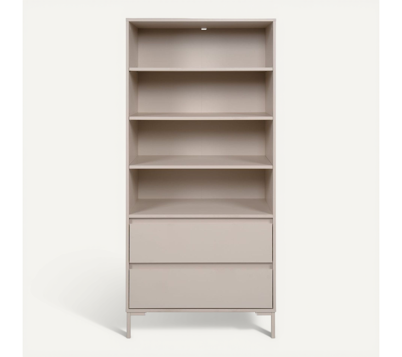 Bibliothèque 2 Tiroirs 4 Niches Beige 78 Cm - Ronda