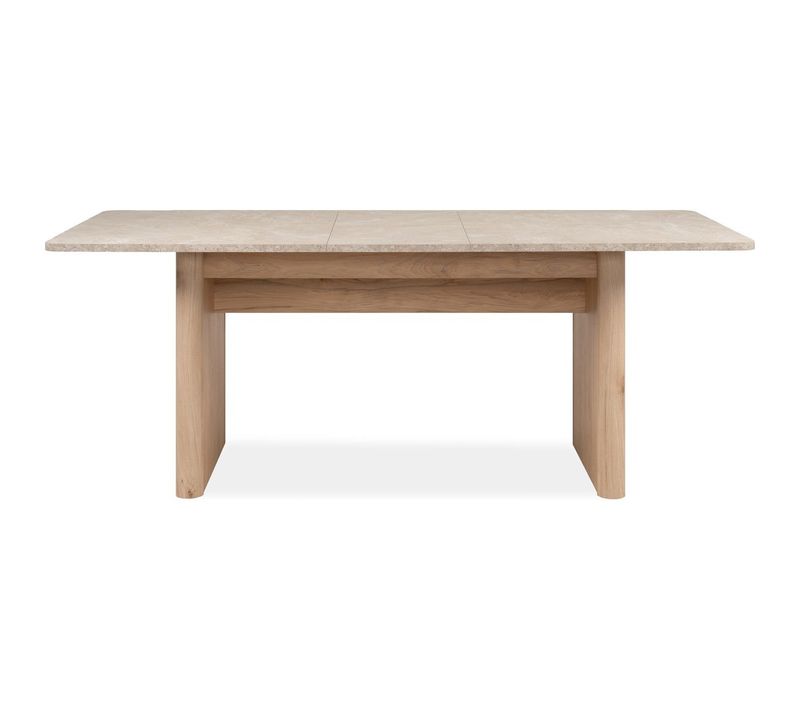 Table à Manger Extensible Rectangulaire Effet Chêne Et Travertin 6 à 8 Pers. 160/200 Cm - Luis
