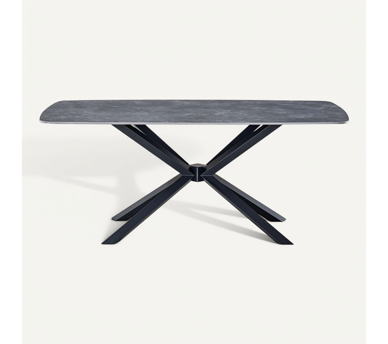 Table À Manger 8 Couverts En Céramique Gris Anthracite 180x90 Cm - Etna