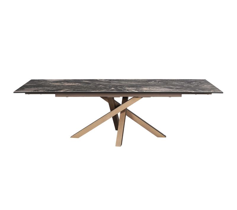 Table À Manger Extensible 8/10 Couverts En Céramique Effet Marbre Brun 180/260x98 Cm - Molina