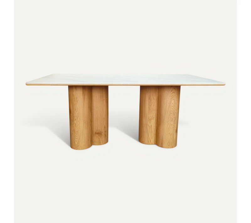 Table À Manger 8 Couverts En Céramique Effet Marbre Blanc 180x90 Cm - Kaolin