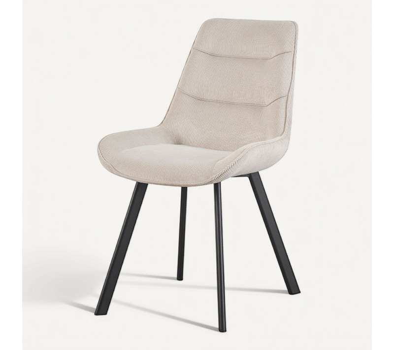 Chaise De Salle à Manger En Velours Côtelé Beige Melia (lot De 2)