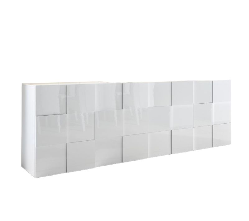 Buffet Bas Design Laqué Blanc 4 Portes 240cm Mado