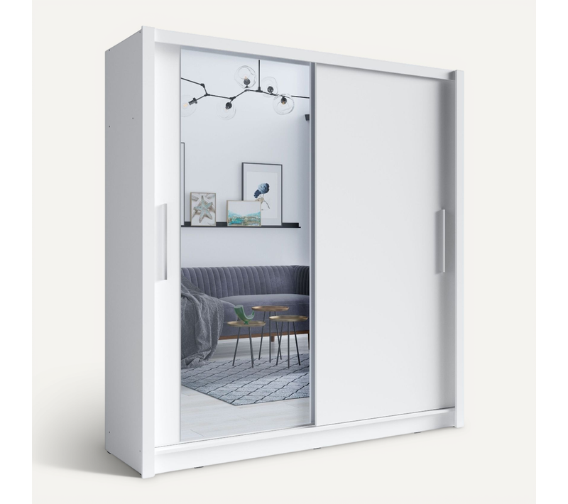 Armoire Moderne Blanche 2 Portes Coulissantes 155cm Ulric