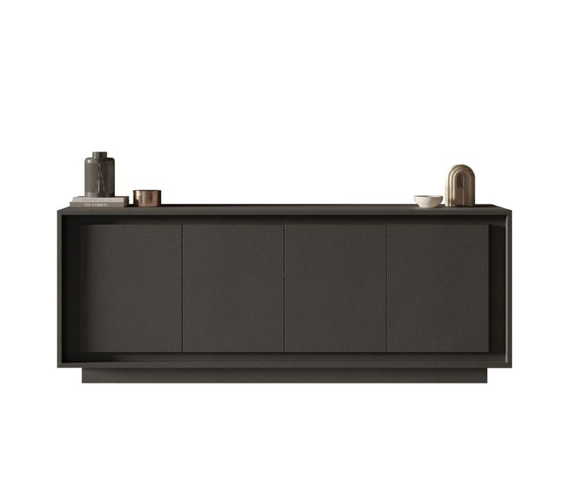 Buffet Bas Contemporain 4 Portes Gris Anthracite Yori