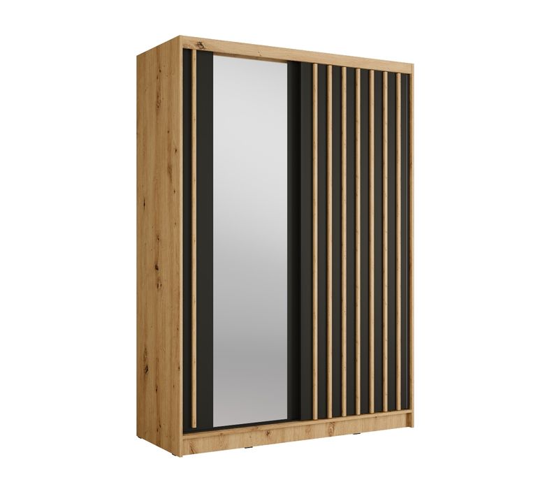 Armoire Dressing Moderne Bois Et Noir 155cm Celia