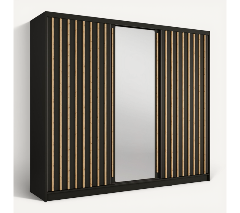 Dressing Coulissant Noir Et Bois 250cm Celia