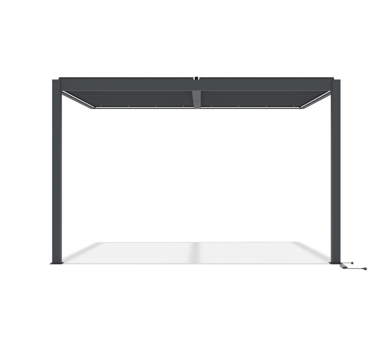 Pergola Bioclimatique Motorisée 4x3m Adossée à LED Agosta Hauteur 250cm - Aluminium Gris