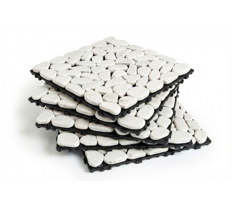 Lot De 12 Dalles Clipsables Terrasse Ossa Galets Blancs 30x30cm
